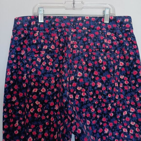 J. Crew Women's Size 8 Straight Leg Navy/Pink Floral Corduroy Trousers - Picture 4 of 12
